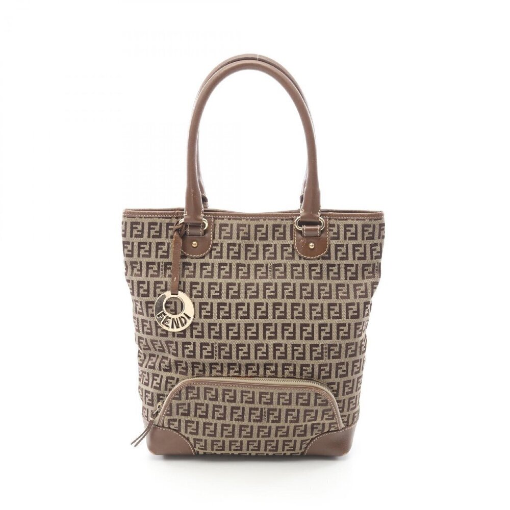 Fendi Zucchino Tote Bag Canvas Beige